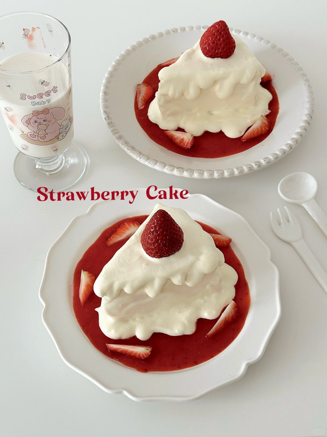 自己在家就能做🫗漫画里的草莓瀑布蛋糕🍰