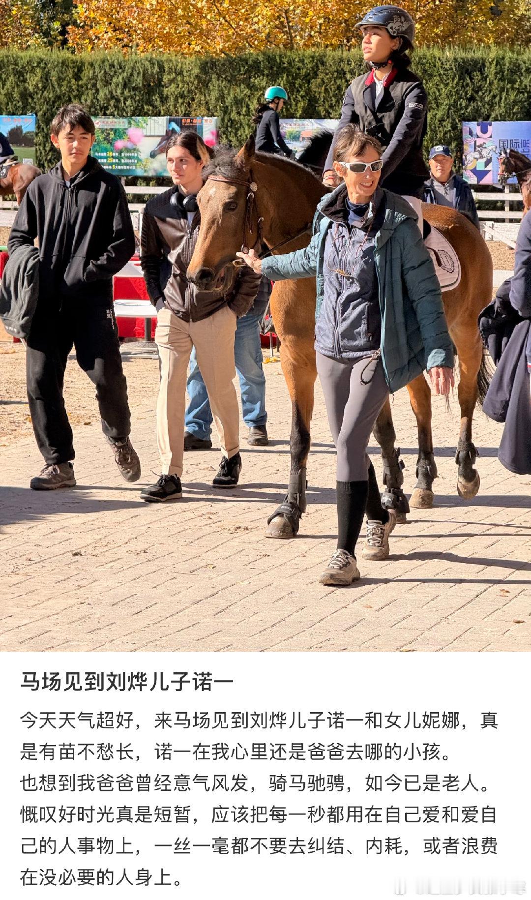 偶遇刘烨儿女骑马 15岁的诺一身高，这是有一米七几了吧！15岁的诺一身高 ​​​