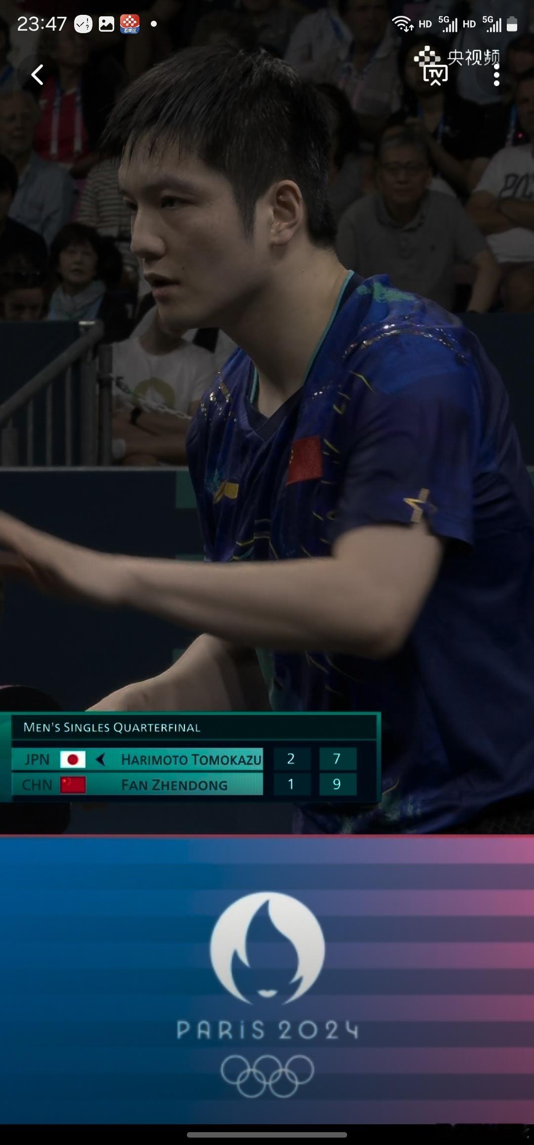 #樊振东vs张本智和#大比分2:2！小胖第四局从5:7落后 打到11:7 连得六
