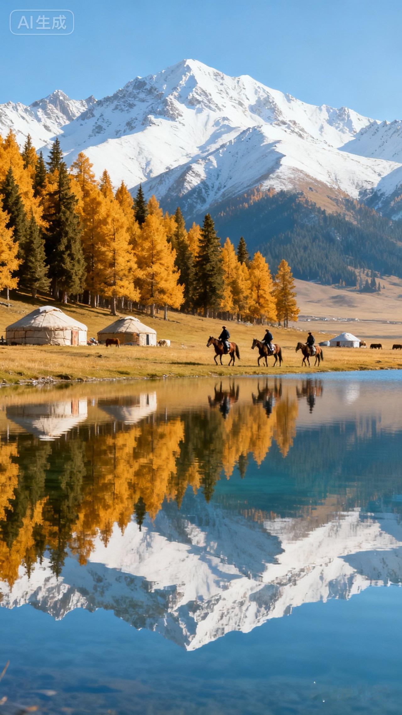 赛里木湖的秋韵
 
当秋风掠过“大西洋最后一滴眼泪”，赛里木湖便晕开了独属于北疆