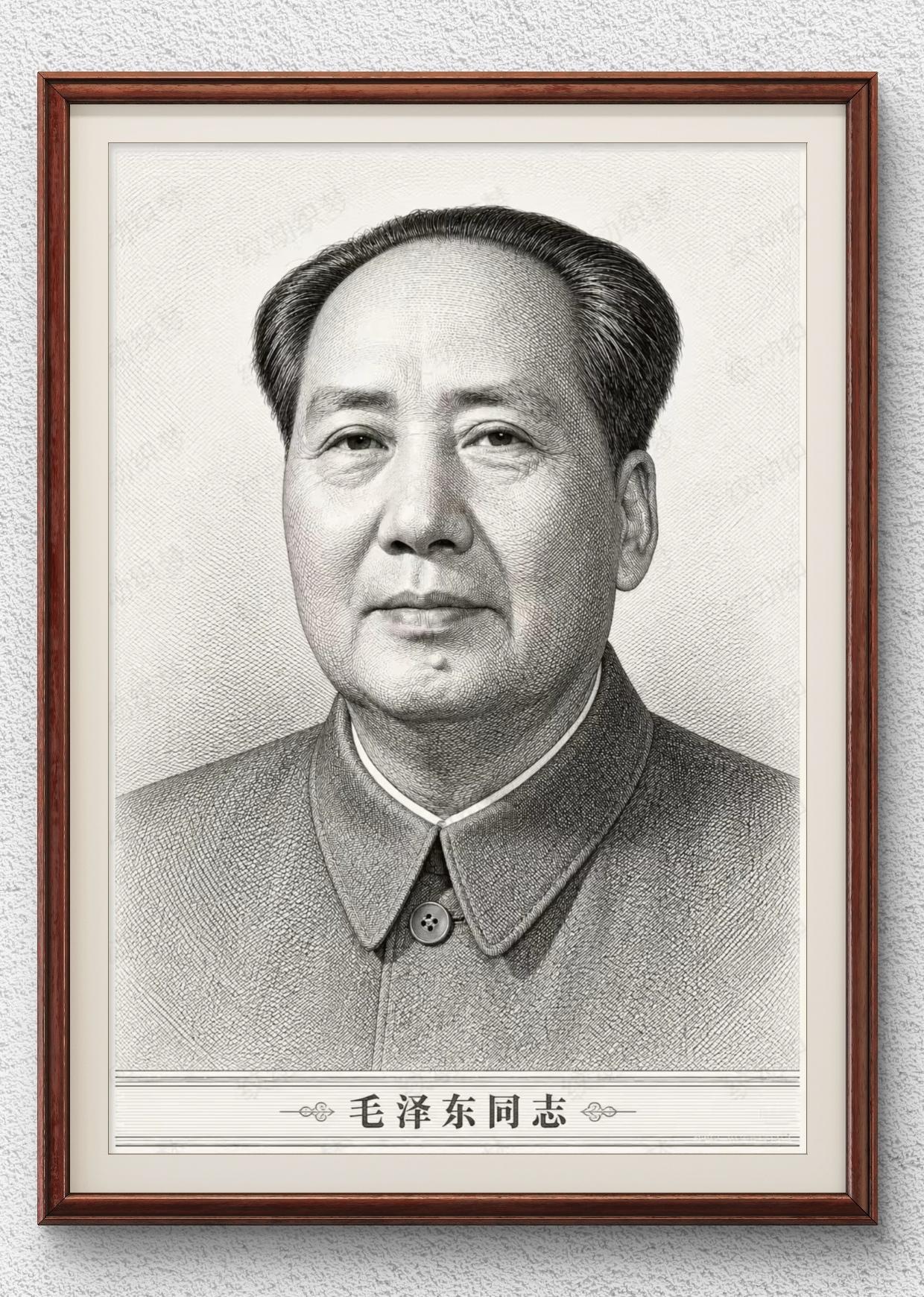 毛主席雕刻板肖像：
毛泽东是中国共产党、中国人民解放军和中华人民共和国的主要缔造