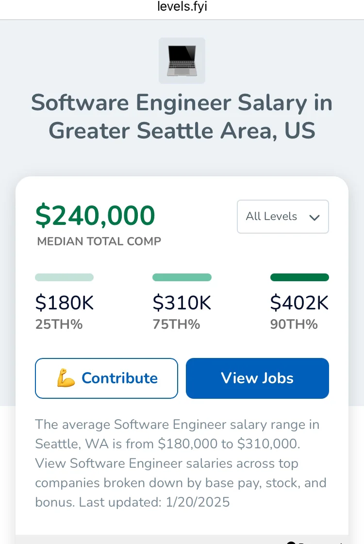 西雅图地区程序员工资