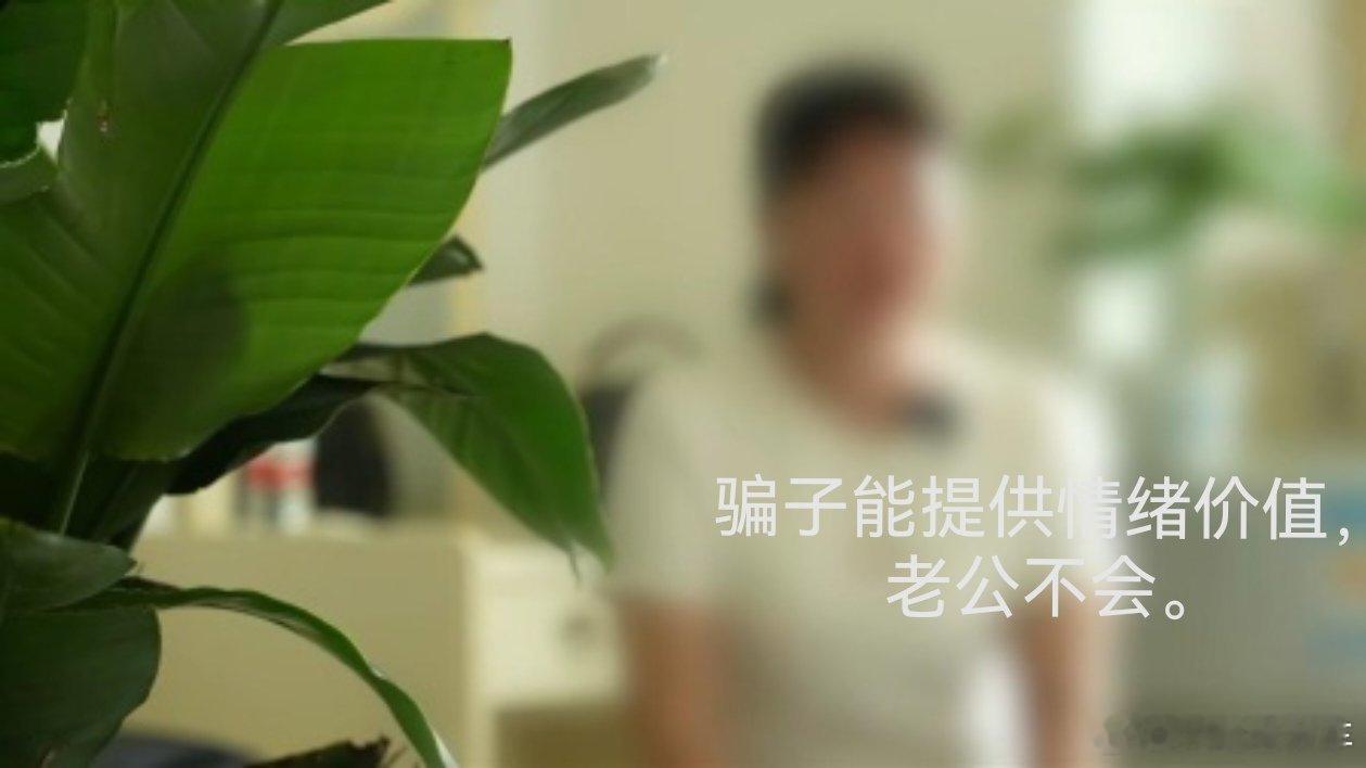 被骗40万女子说骗子会提供情绪价值 其实就是自己闲着无聊，老公挣钱太忙，空虚寂寞