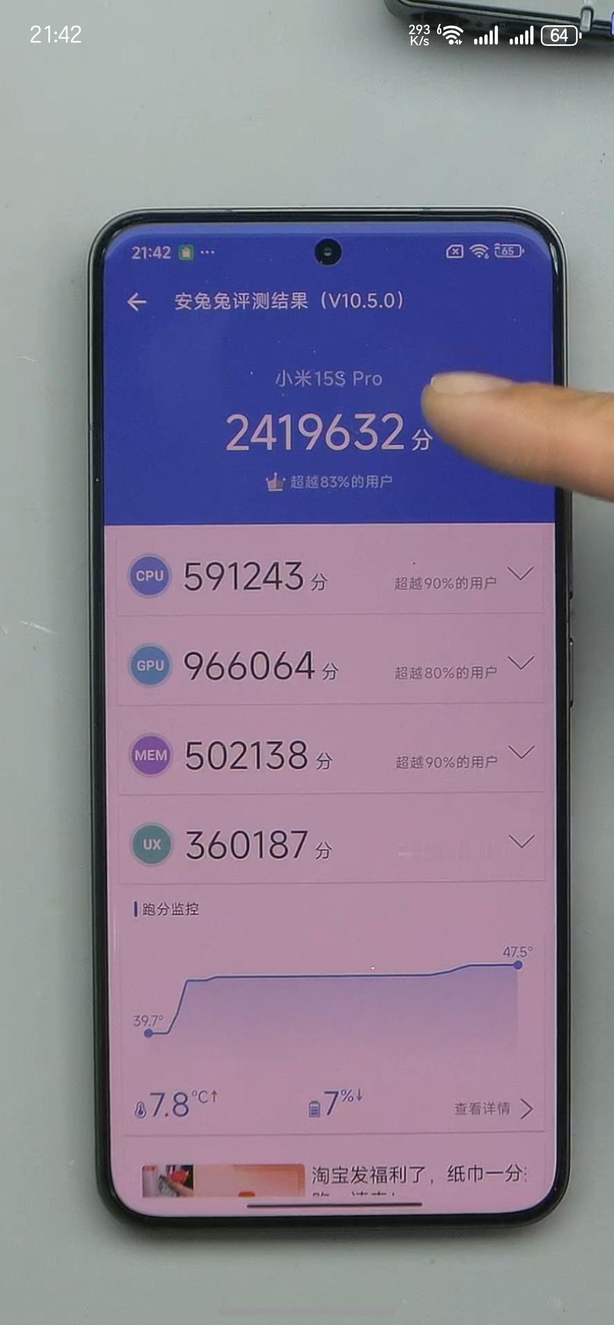 小米15S pro 刚才通过跑分居然可以跑到2419632将近250万的跑分，大