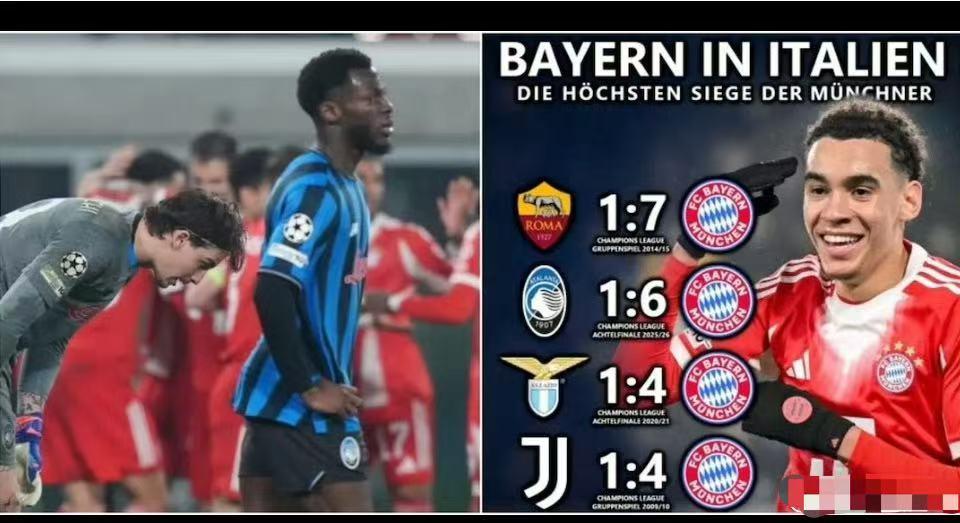 拜仁屠杀意甲？
在没有米兰的日子里，拜仁居然成了意甲的克星，横扫尤文、拉齐奥、亚