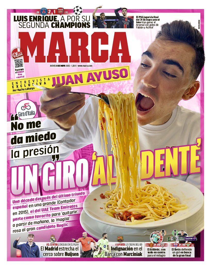 昨天马卡报的封面是阿尤索，看了一下翻译，大概是阿尤索是最有可能击败罗格利奇，赢得