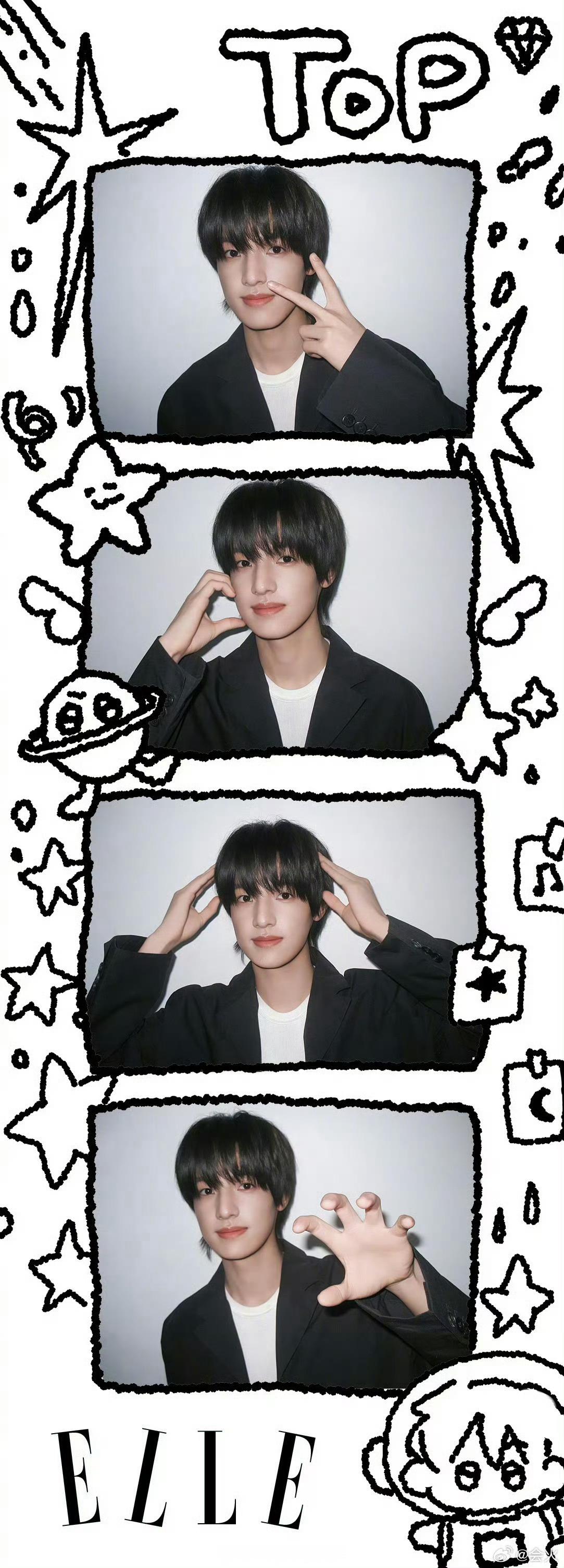elle给登陆少年朱志鑫、张泽禹、张极、左航、苏新皓拍的拍立得小卡，看的人眼前一