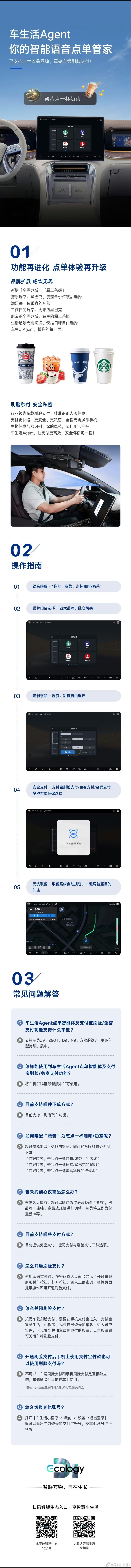 一图读懂车生活Agent点单新功能！这出行生活太有范了。 比亚迪 ​​​