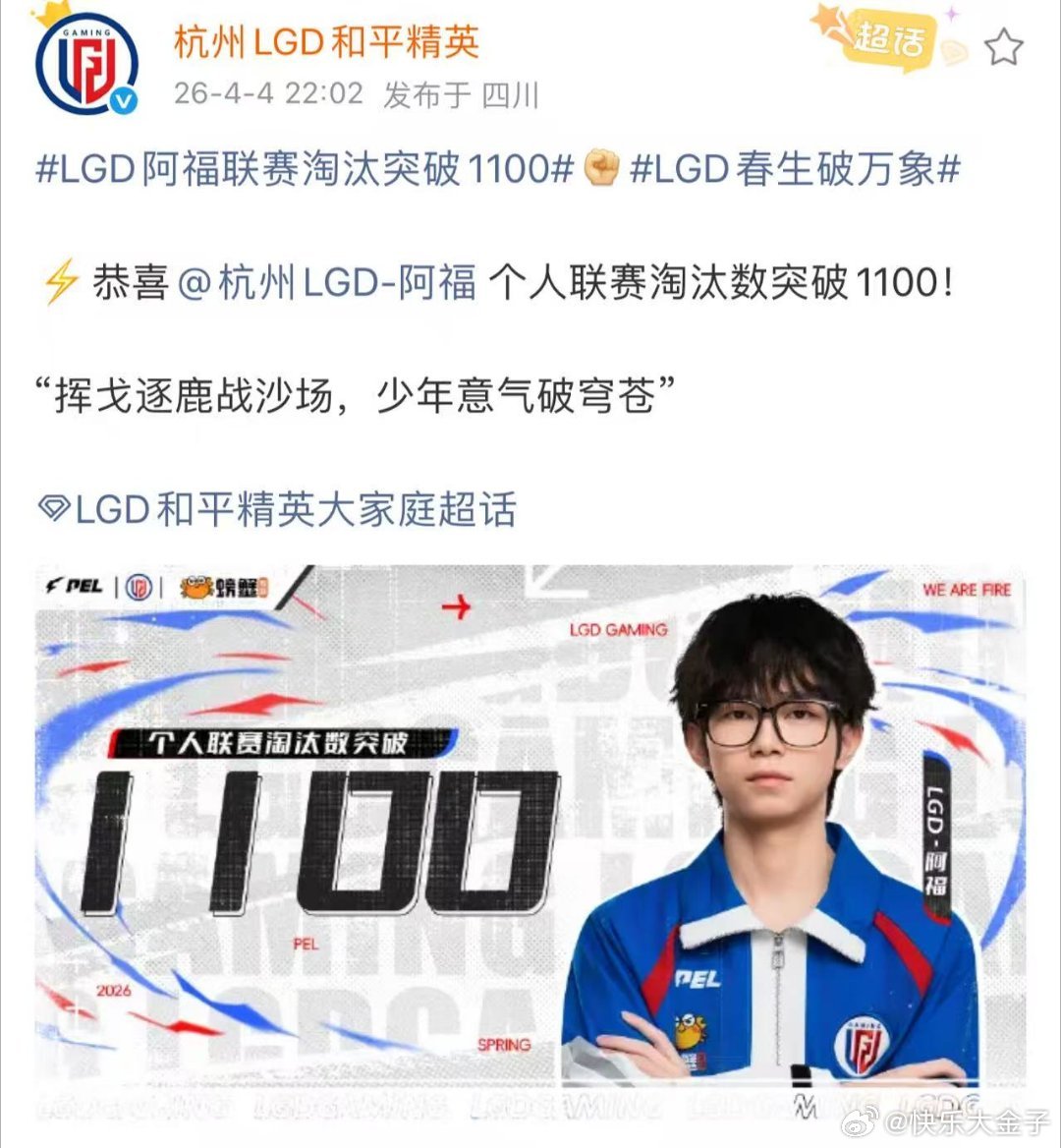 LGD阿福联赛淘汰突破1100 阿福联赛淘汰数突破1100，今天LGD单日两鸡，
