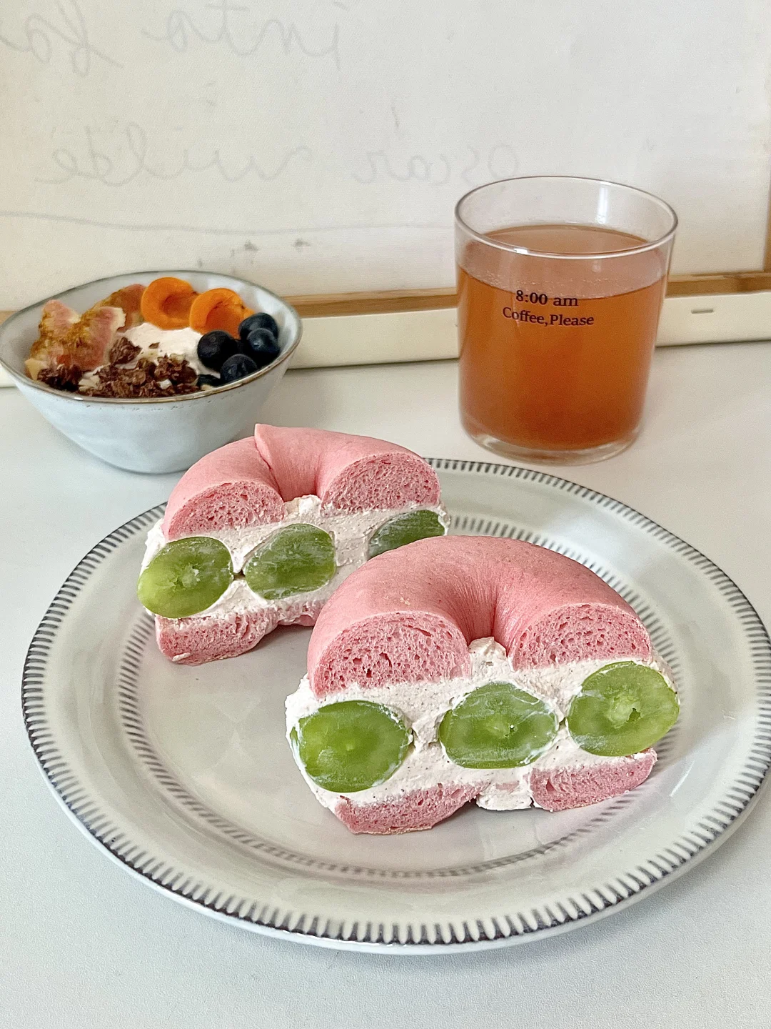 元气早餐|青提酸奶贝果三明治🥯低卡清爽