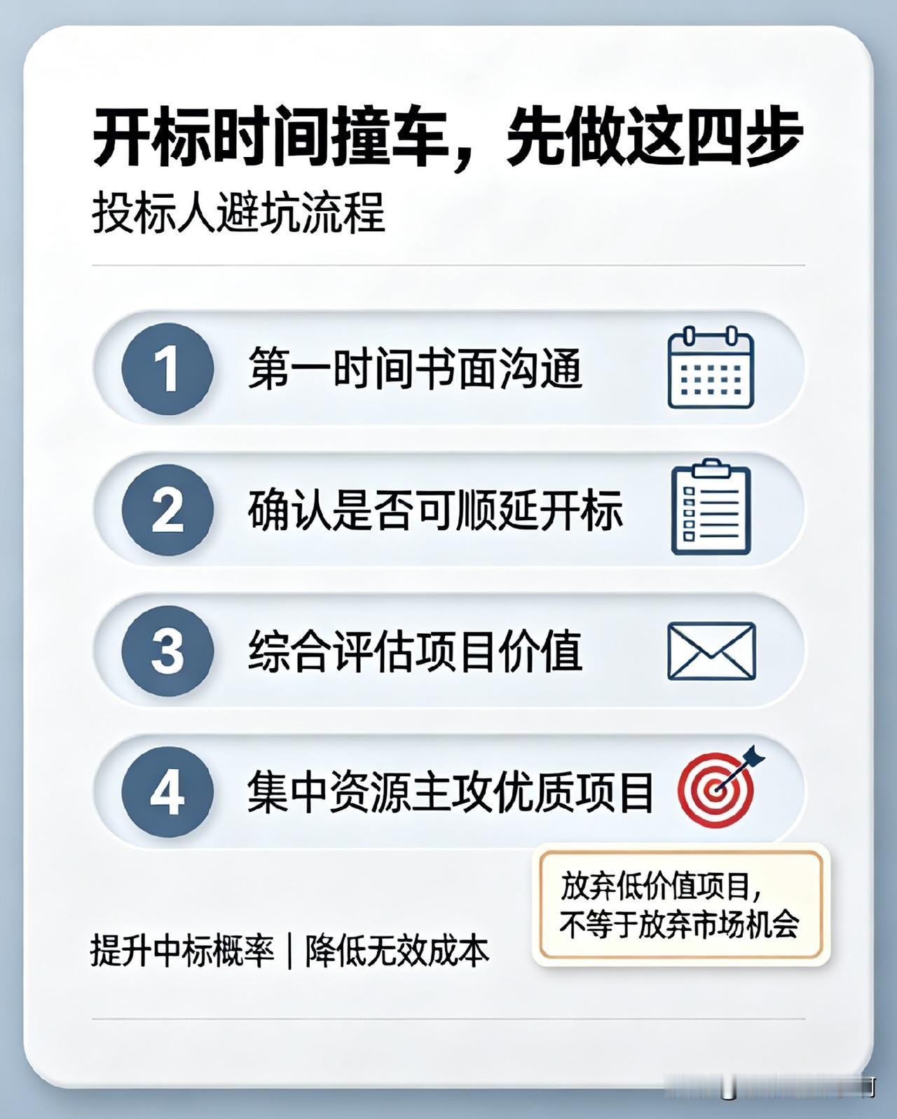 笔者ahwwxbh整理

招标文件开标时间撞车，投标人该如何取舍
 
遇到招标文