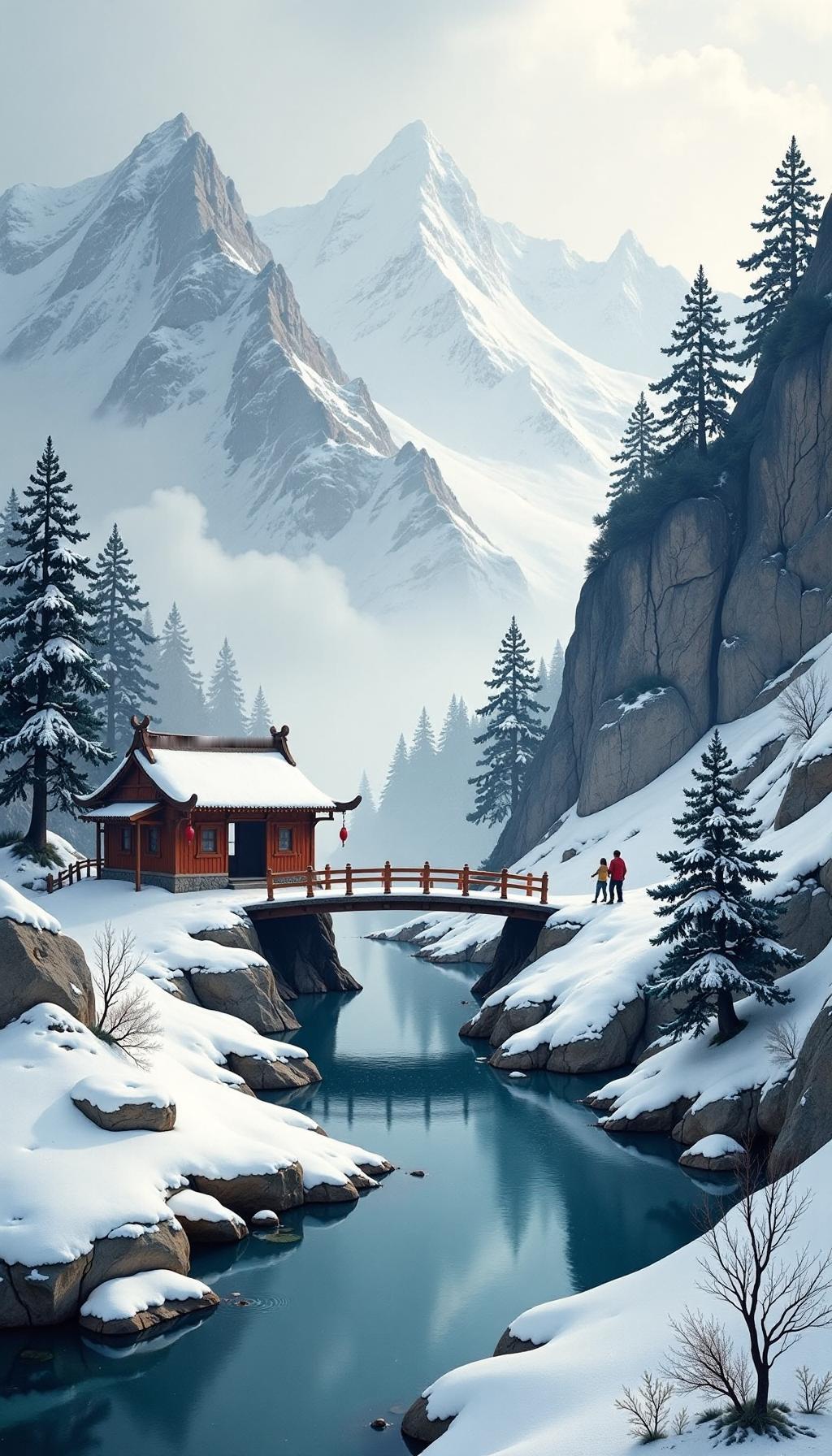 冬日生活打卡季 冬天的北国雪景，就如范宽的《雪景寒林图》所绘。这幅近2米高、1.