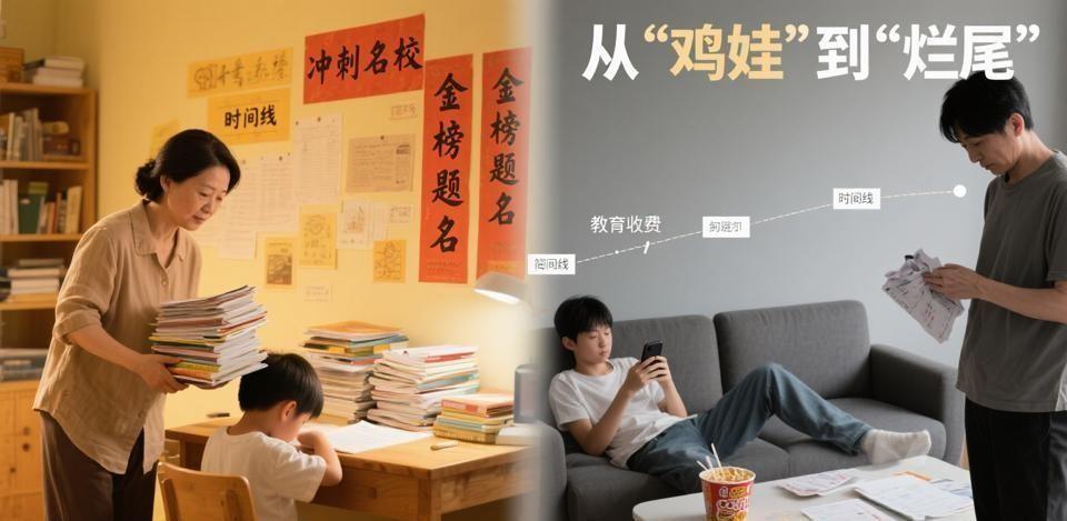“烂尾娃”这个词，真是又扎心又精准。
家里砸锅卖铁十几年，就指望孩子出人头地。