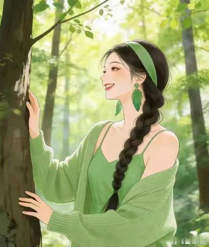 慵懒风马尾辫少女治愈头像 
