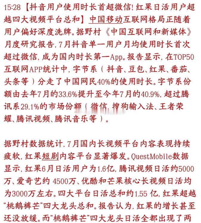 红果已经封神，大众已经放弃游戏和电视剧，四大平台都干不过红果了现在还有多少人刷抖
