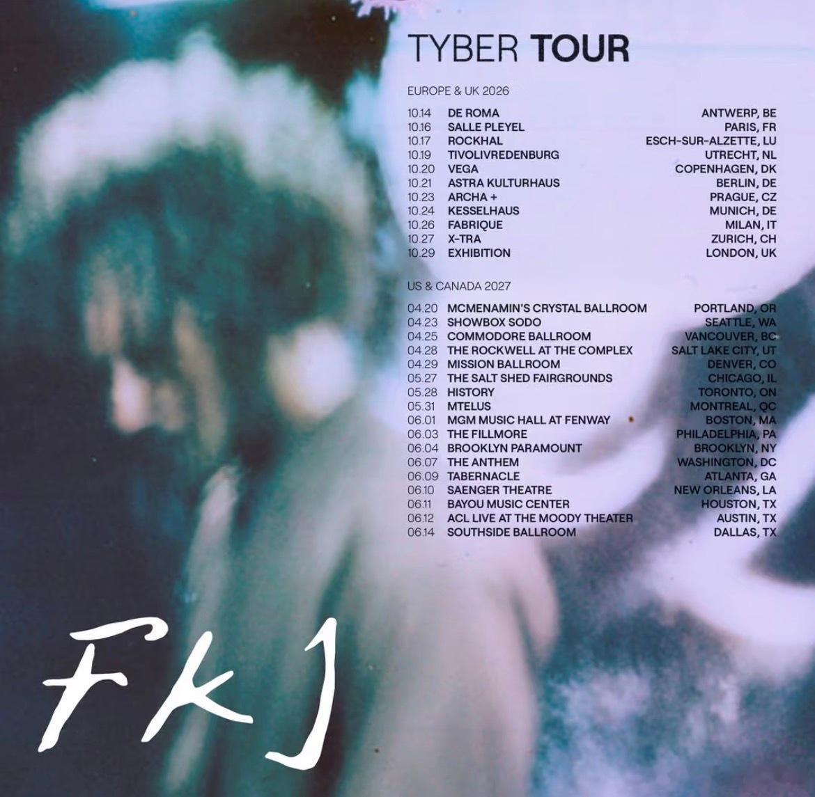 法国音乐人FKJ新专Tyber欧美巡演官宣