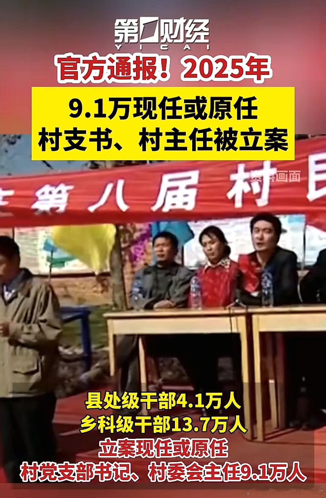 9.1万现任或原任村支书、村主任被立案 