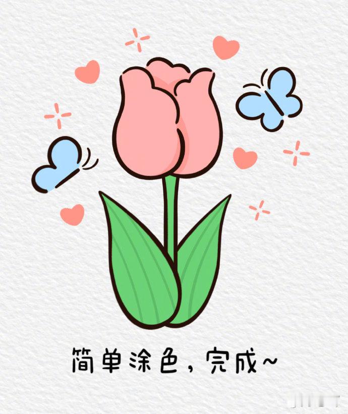 会写3就能画的郁金香简笔画，一看就会～ cr：简笔画 ​​​
