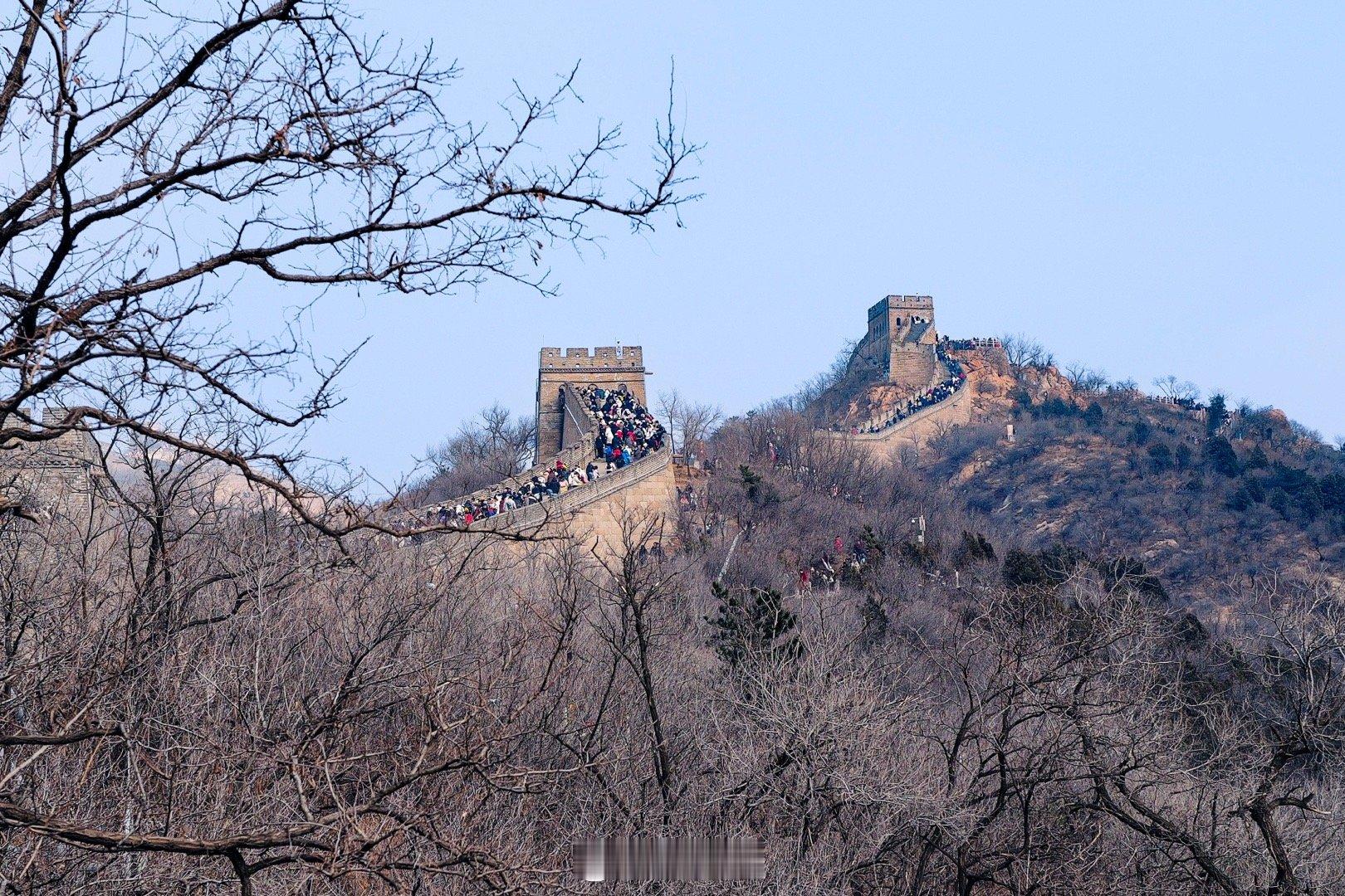 今日的八达岭长城。上午天空飘起了一点雪花，没买到北京至八达岭长城站的火车票，就开