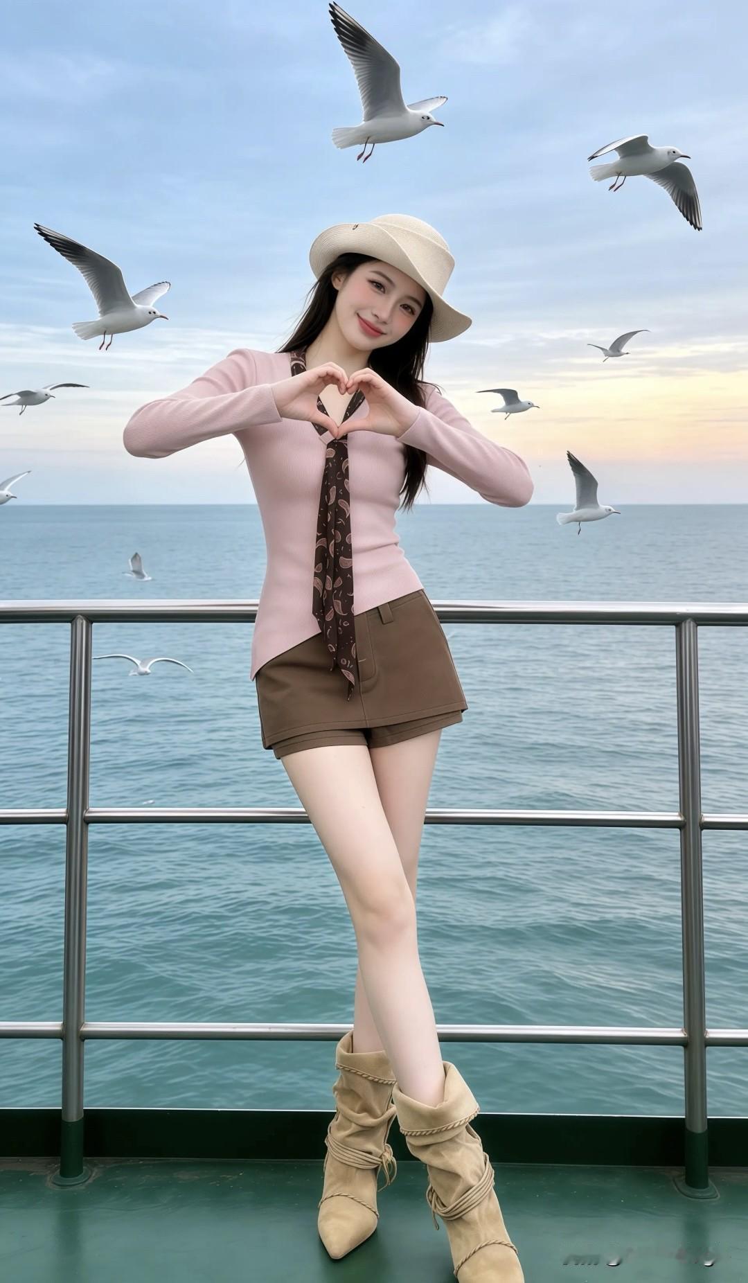 在我这儿的海边，总能见到海鸥的身影。它们就像海上的精灵，自由又灵动。
有次我去海