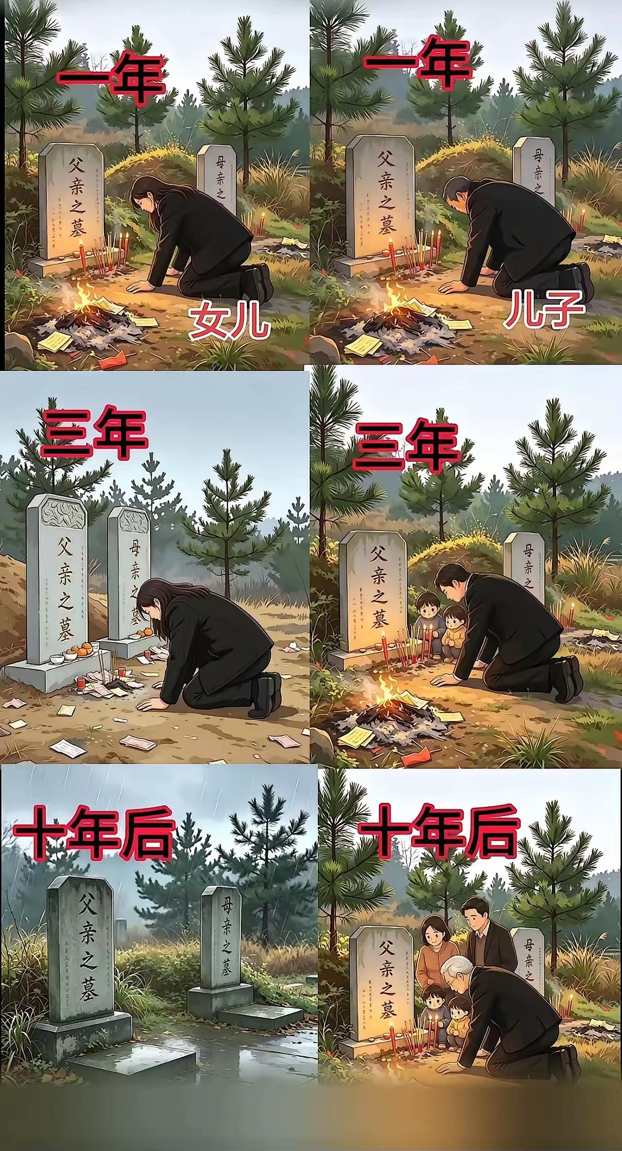 由图可知，有儿子不仅可以延续香火，每年还可以替你扫除“庭院”，这也许就是生儿子的