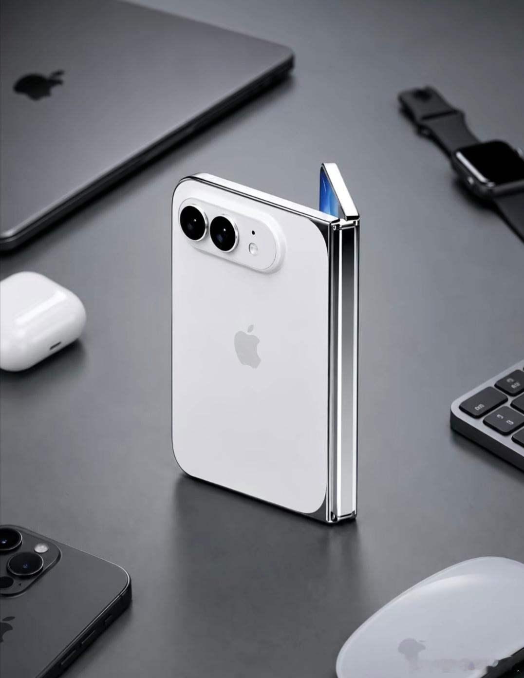 首款折叠iPhone5.5英寸外屏，7.8英寸内屏，采用钛合金材质与液态金属铰链