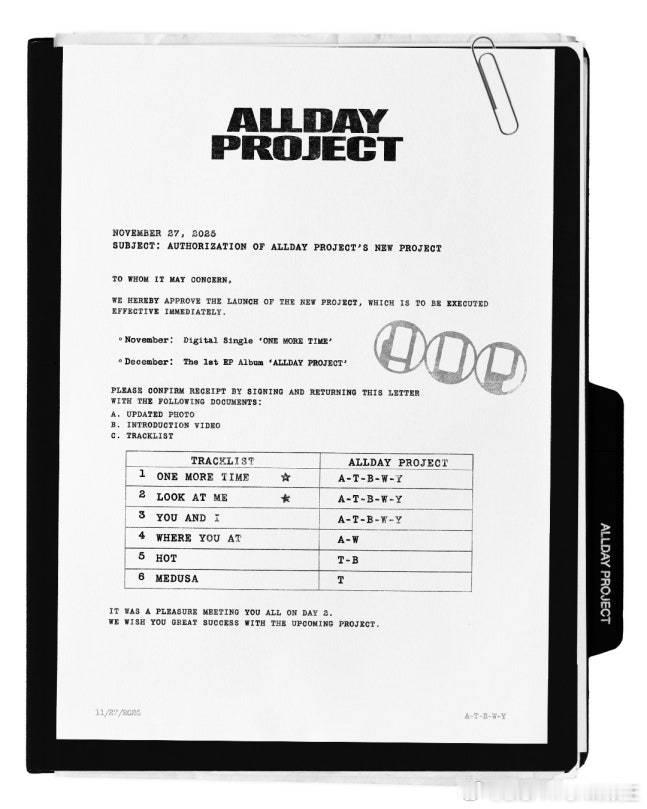 ALLDAYPROJECT 首张迷你专辑《ALLDAY PROJECT》将于下月