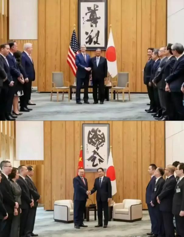 日本接待美国和中国，同一个地方，但是一个安排的是椅子，一个安排的是沙发，有什么说
