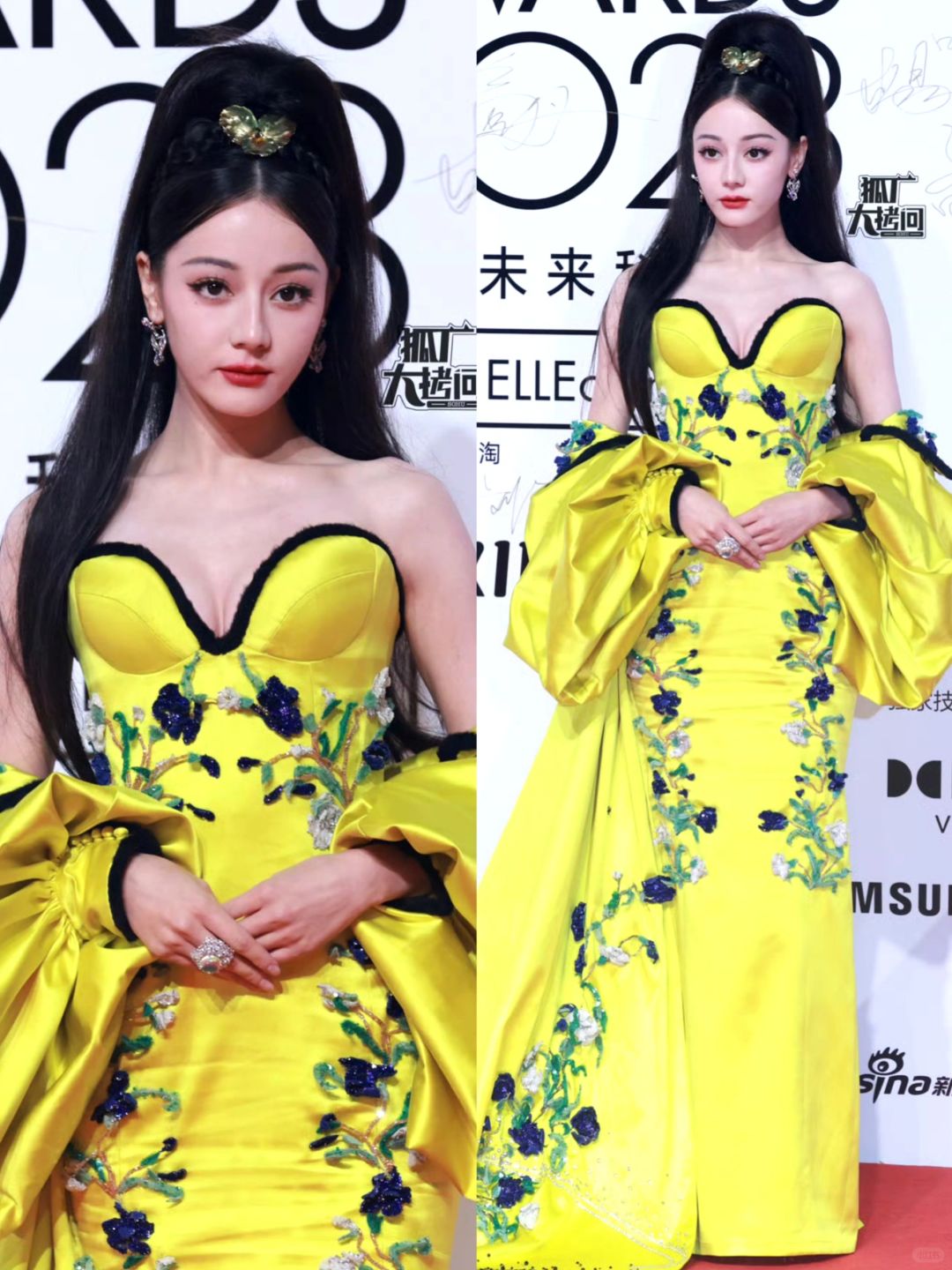 迪丽热巴红毯造型，这个高马尾只有她能驾驭