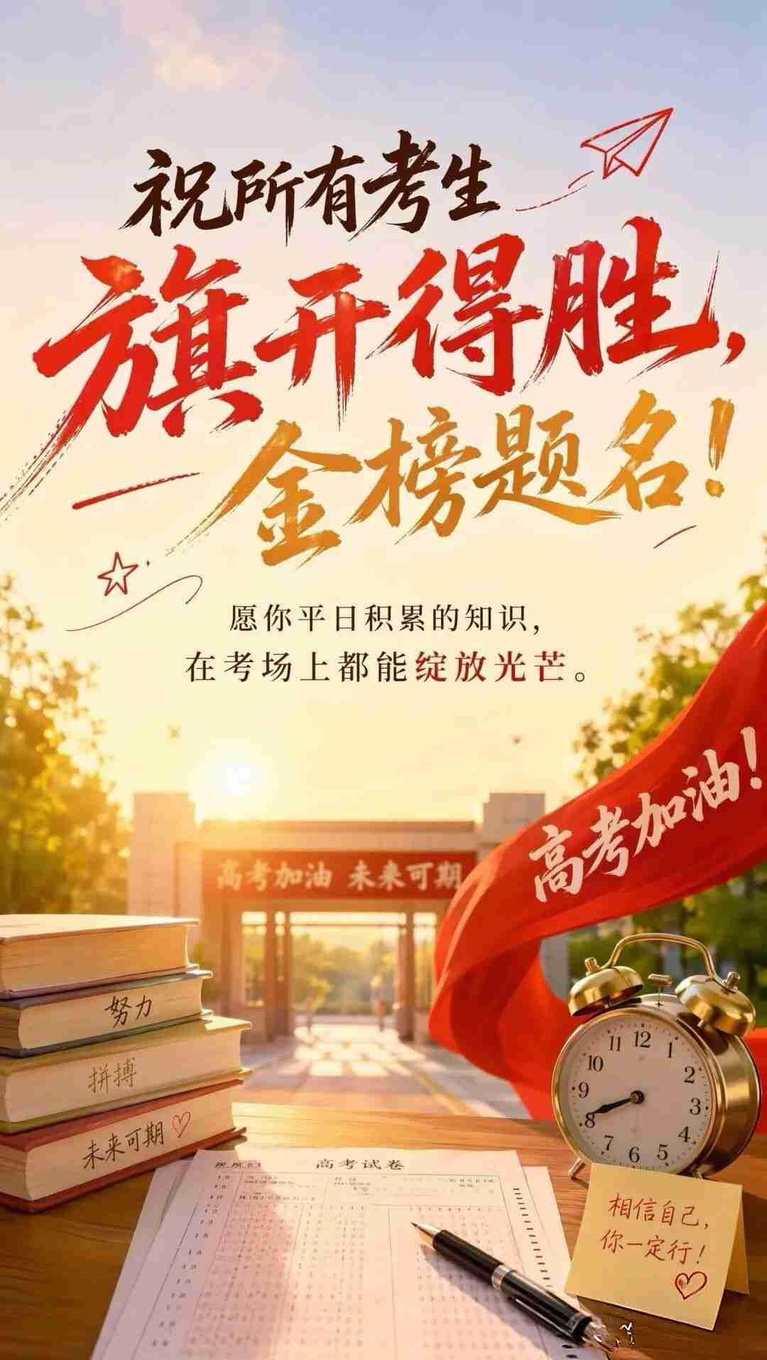 早安呀，又是一年高考到，千言万语汇成一句：高考加油！
一心一意祝福你，二份真心伴