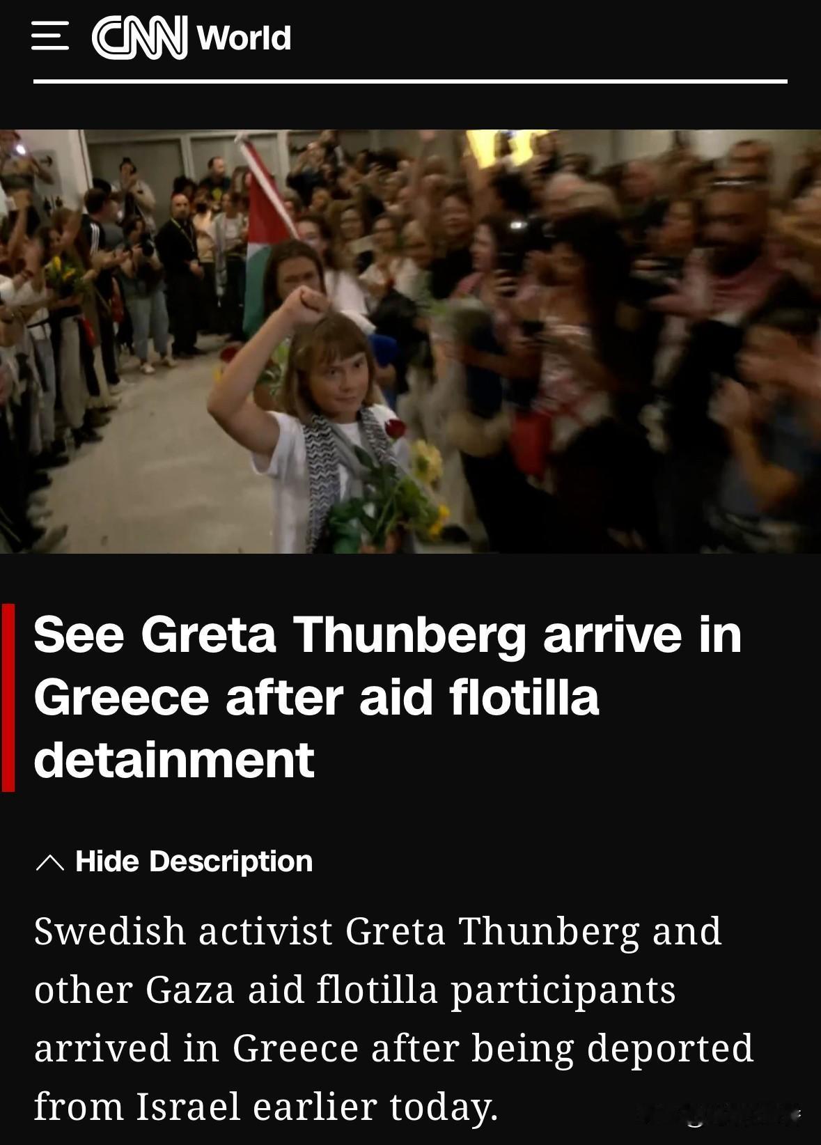 瑞典著名活动家格蕾塔·图贝格（Greta Thunberg）和其他加沙援助船队参