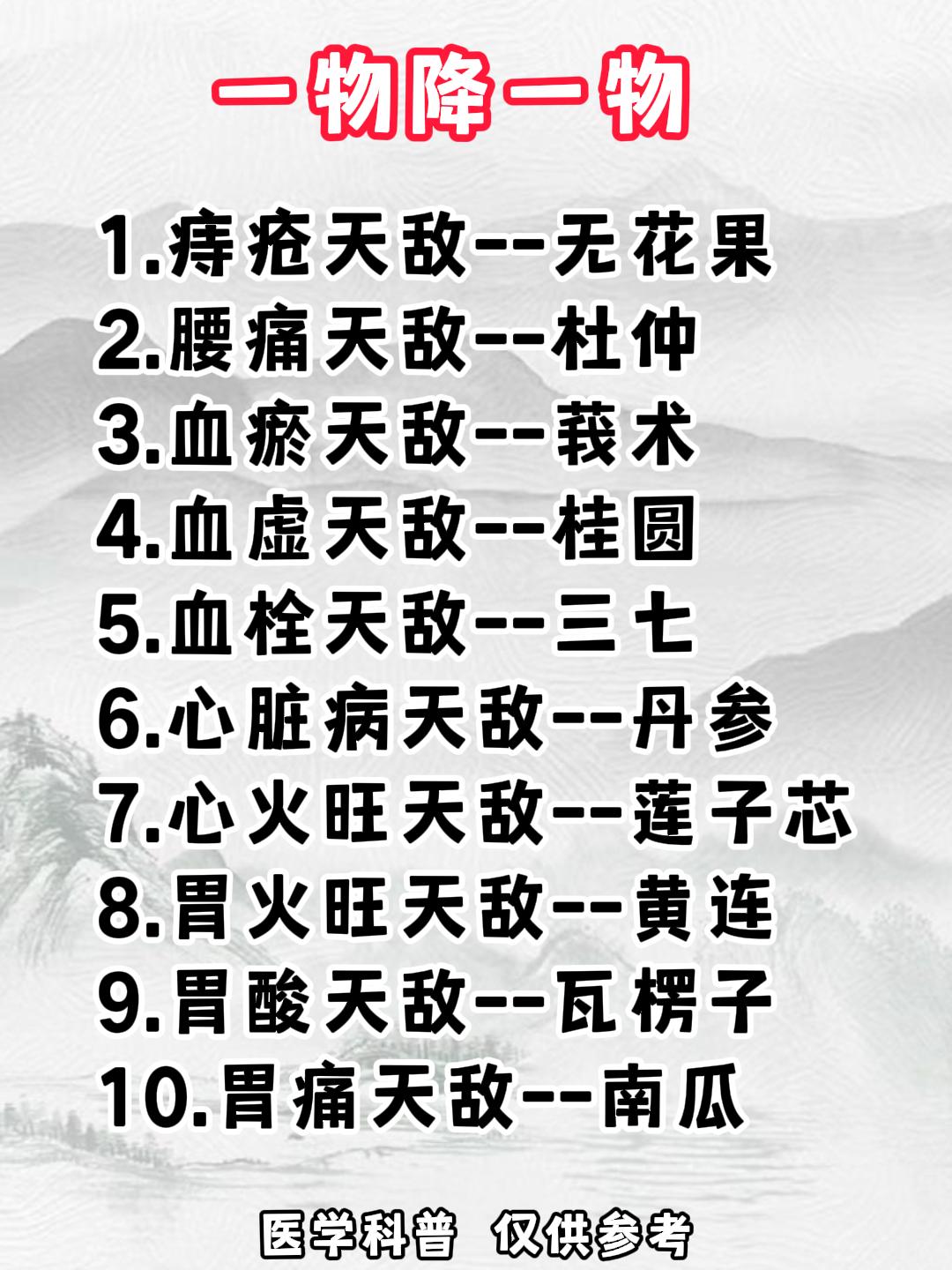中药界的一物降一物，每个病都有它的天敌，建议收藏起来！#中医##科普##涨知识#