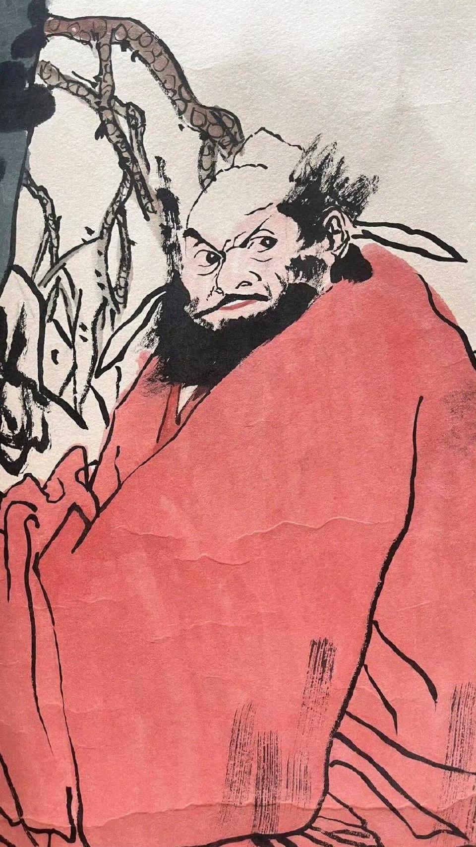 杜滋龄的《钟馗驱邪图》。这幅作品最神来之笔的是钟馗的眼睛，不仅犀利而且有种不屑一