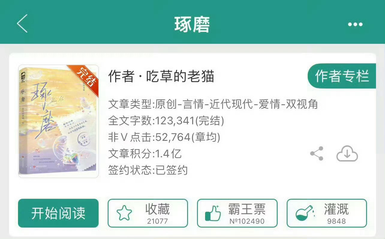 小说推荐：《琢磨》 作者:吃草的老猫简评：大家闺秀vs高干子弟，暗恋，追妻火葬场