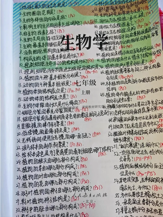 25新七上生物真恶心，反复就考这122个问题