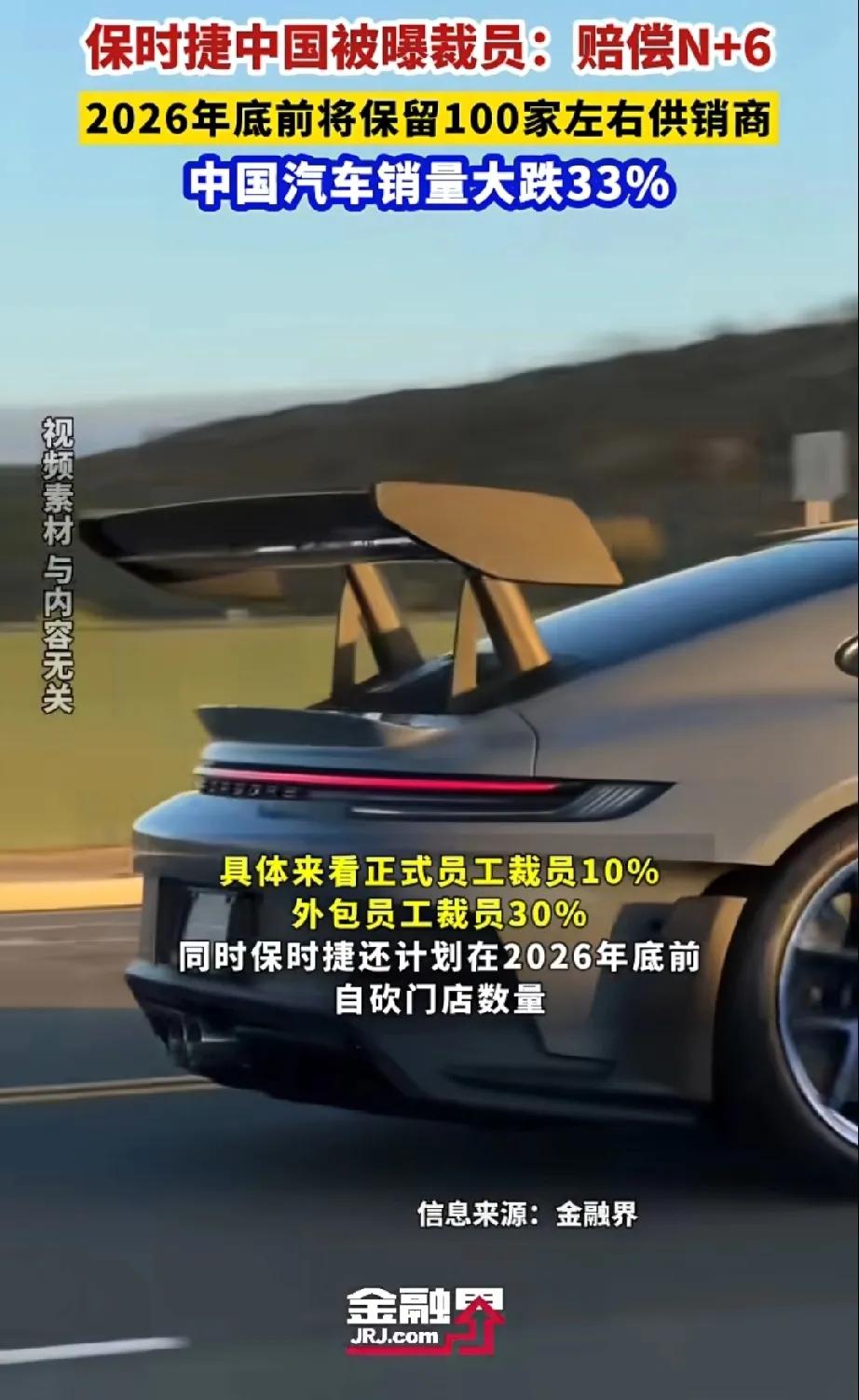 太意外了！
保时捷中国传来消息，
被曝裁员，到2026年底，只保留100家供应商