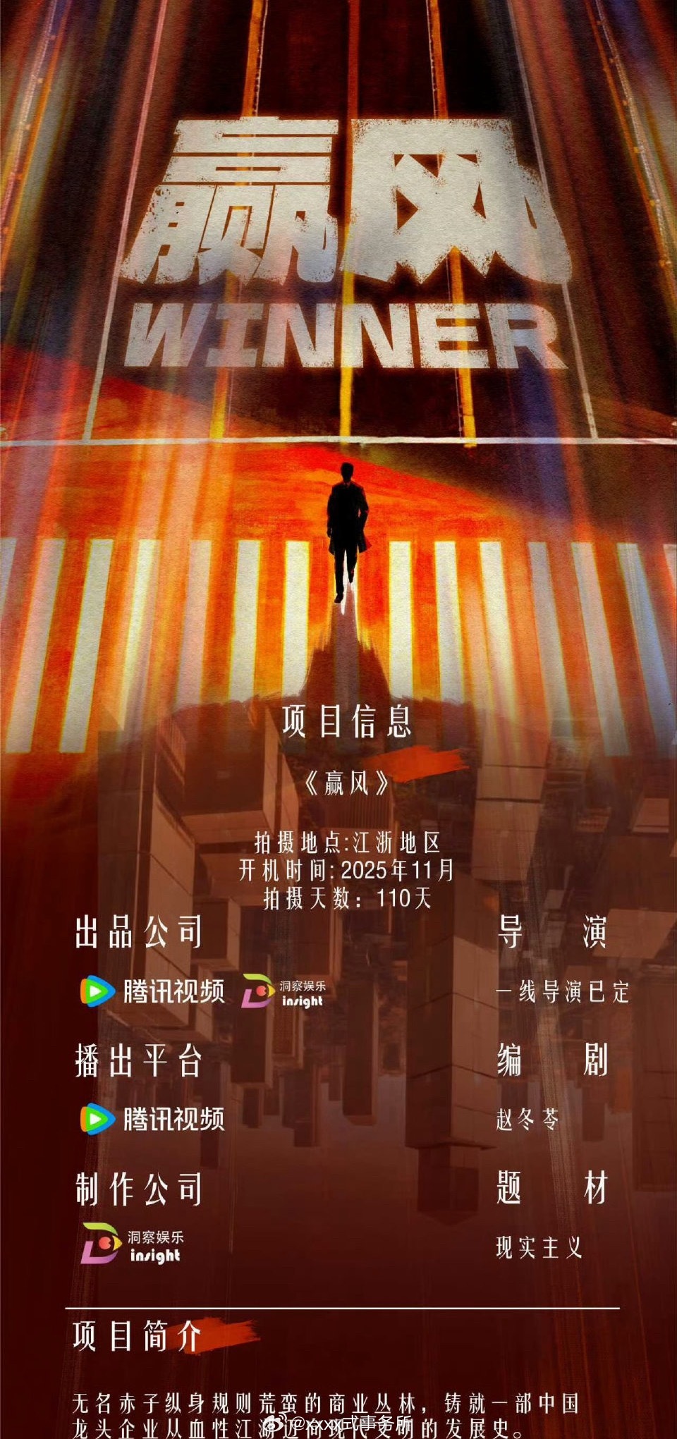 黄景瑜主演腾讯电视剧《赢风》女主暂定万鹏 ​​​