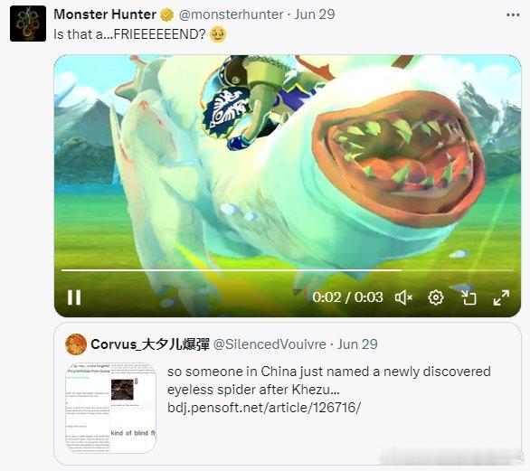#中国科学家用游戏怪物命名新物种# 有意思的命名你听得多，但以游戏怪物命名的新物