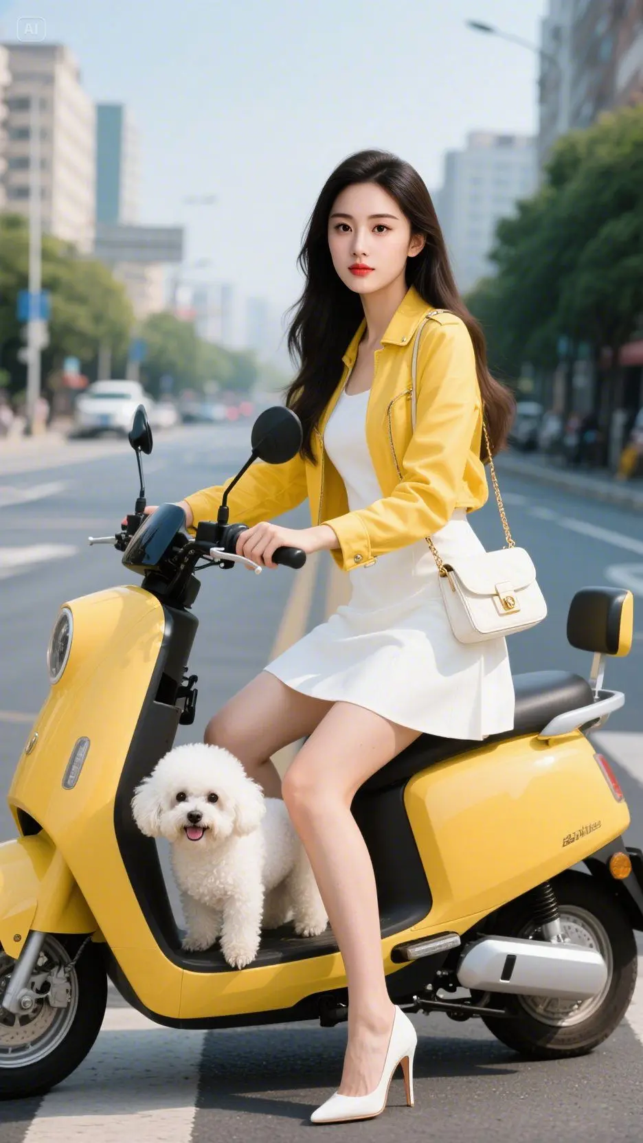 💛阳光正好，骑着小黄车兜风～ 小比熊超乖，陪我穿梭城市✨ 简单又浪漫...