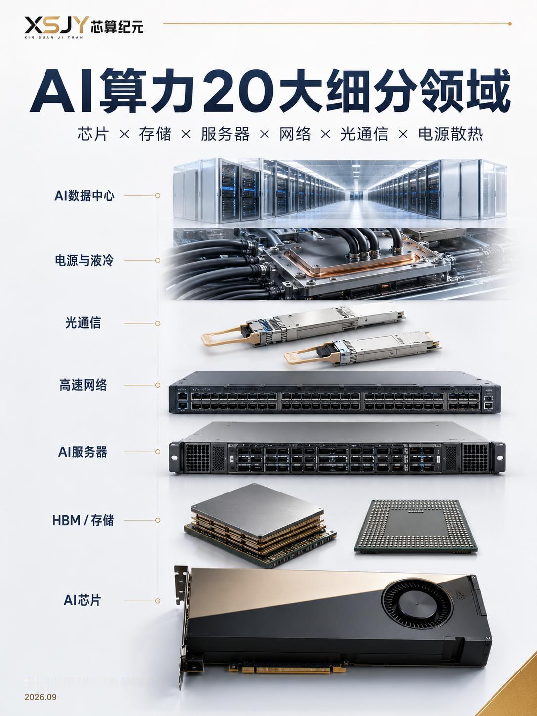 做AI算力、半导体、服务器、光通信的朋友，这份AI算力20大细分赛道地图，建议直