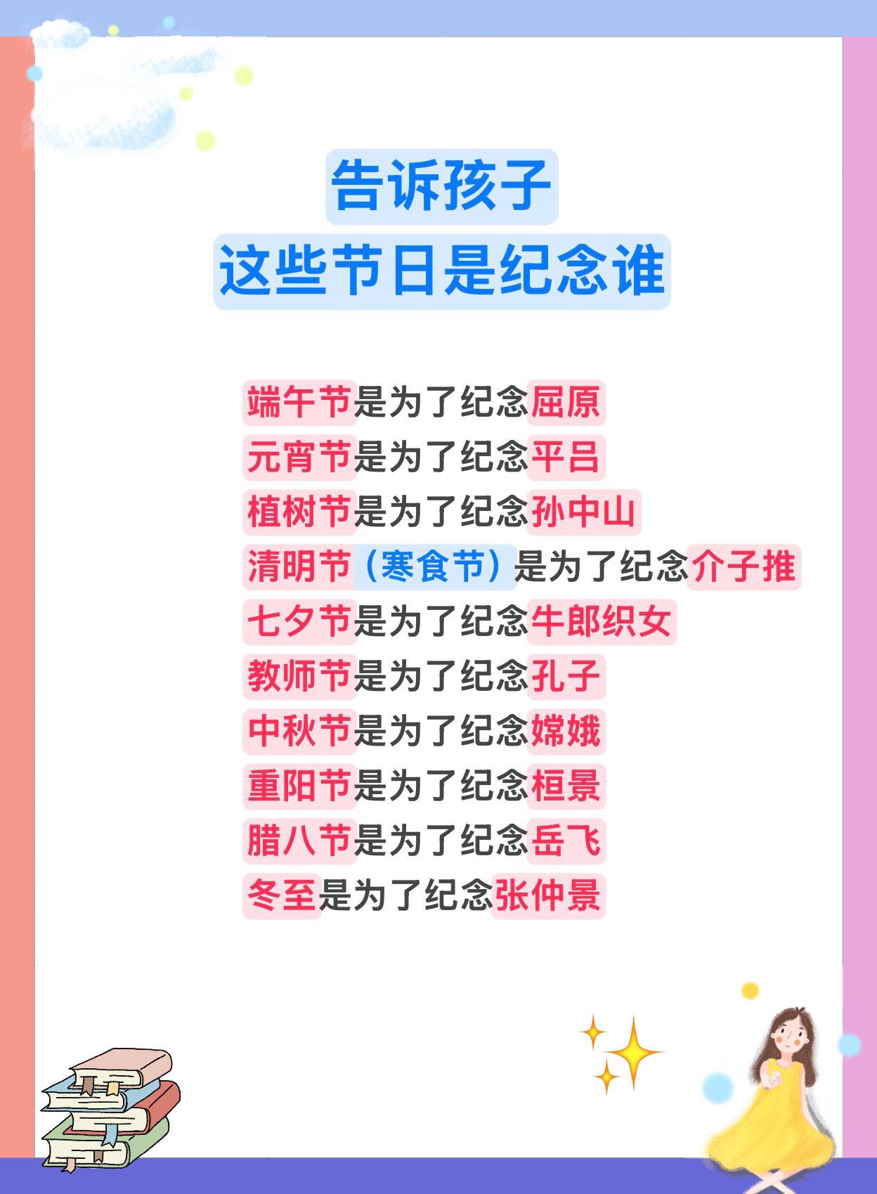 告诉孩子这些节日是为了纪念谁～