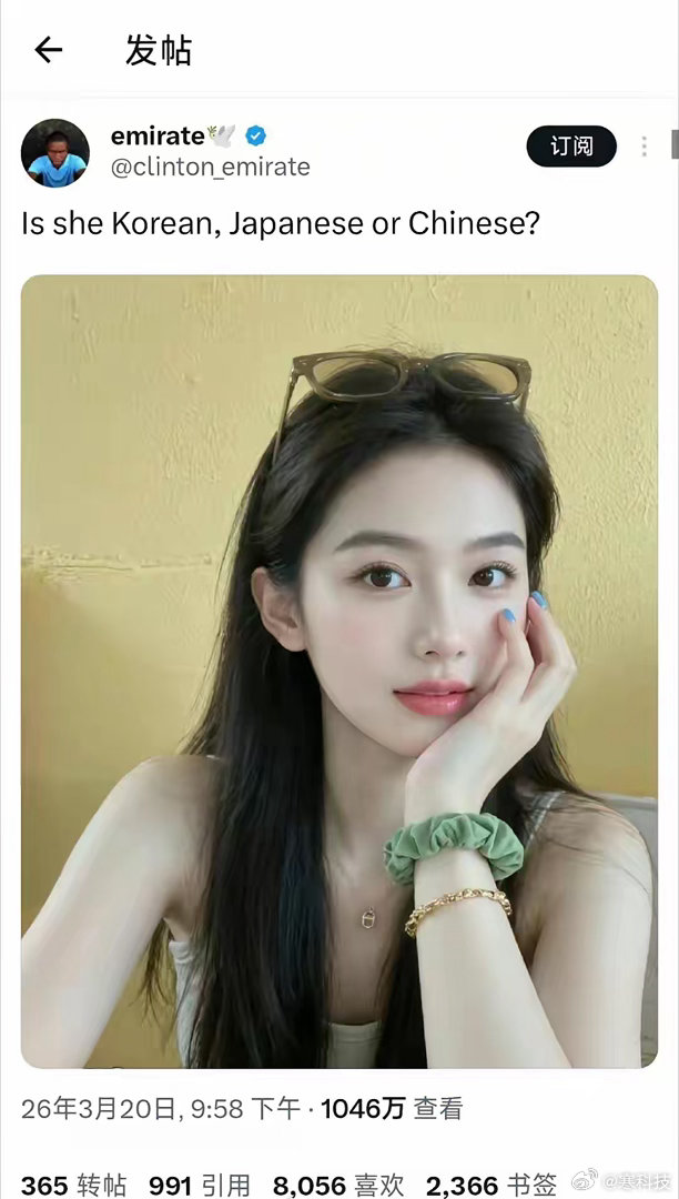 推特上的千万浏览爆火热帖，猜图片中的女孩是中国人，日本人，还是韩国人。这不是一眼