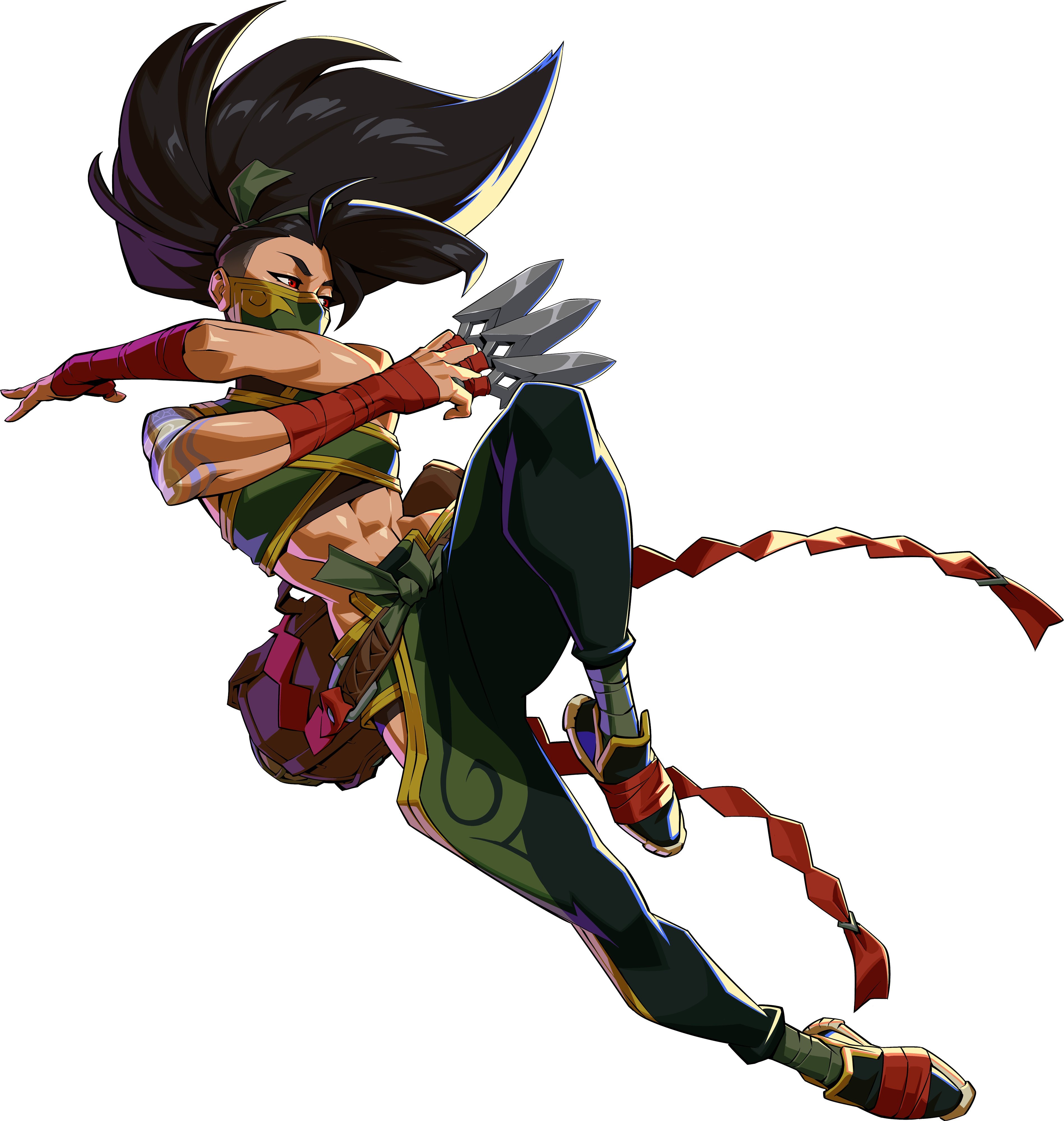 拳头格斗游戏《2XKO》阿卡丽插画，以及拳头邀请画师绘制的不用版本阿卡丽。英雄联