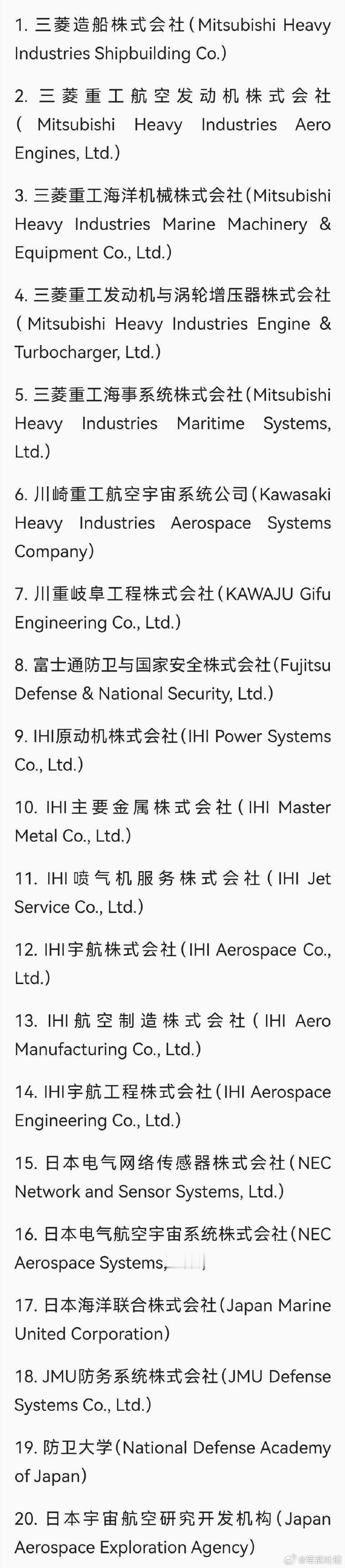 20家日本实体列入出口管制管控名单日吹最爱吹的三菱被锤爆了 
