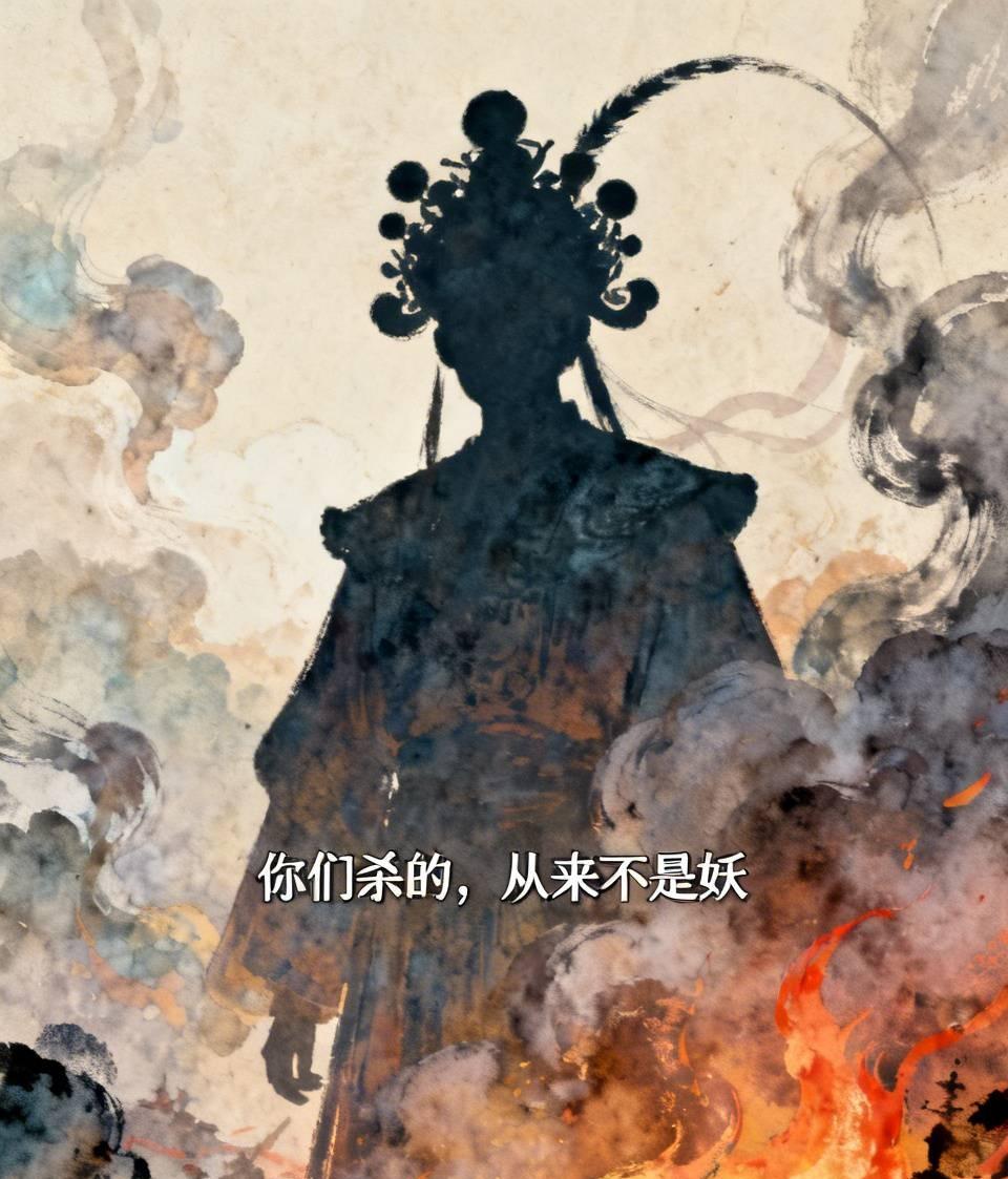 江湖怪谈•荒诞志269《影戏》
戏班演《斩妖记》，台下人喝彩。演到妖被斩，一孩童