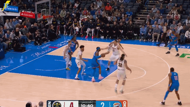 开场亚历山大中投为雷霆首开纪录，随后助攻杰林投进三分！雷霆掘金vs雷霆