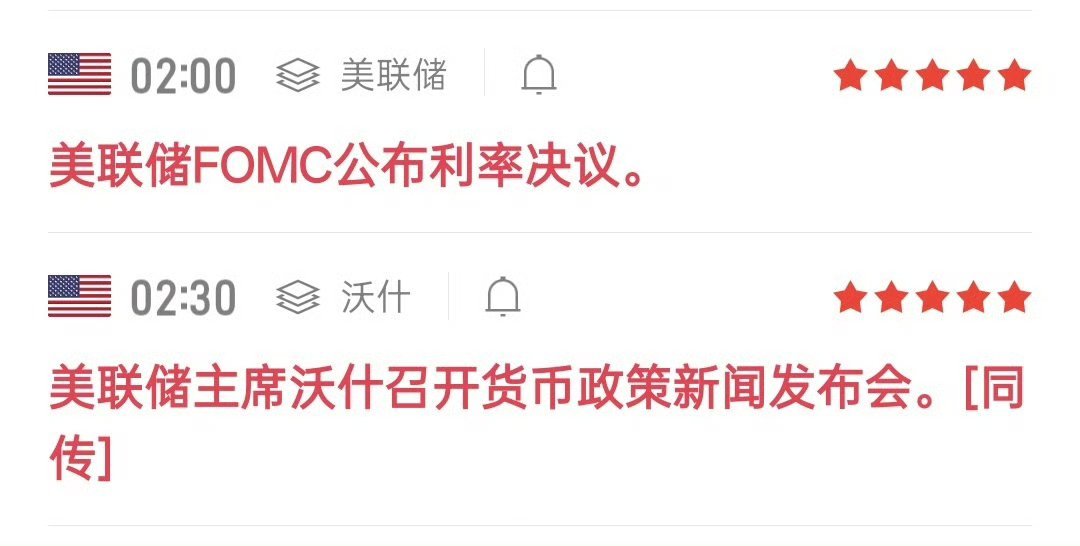 重磅前瞻｜美联储议息之夜思路分析凌晨02:00公布FOMC利率决议，02:30沃