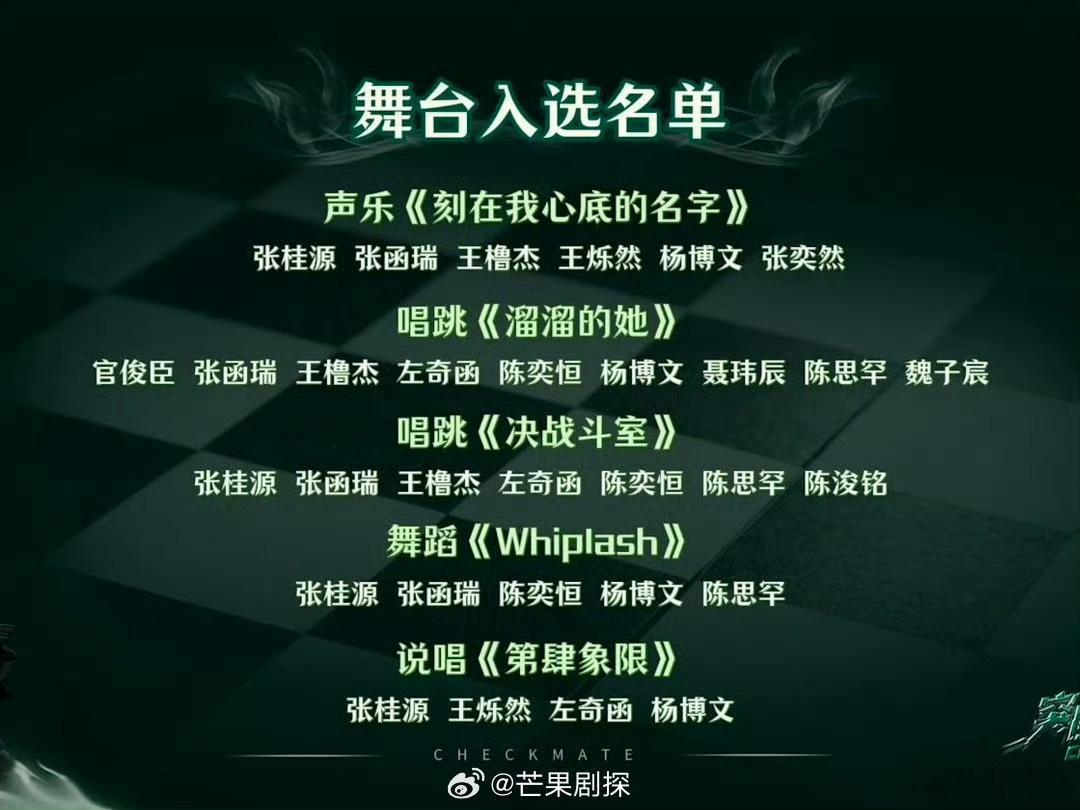 杨博文报四个舞台中四个舞台杨博文报的舞台都中了 腻害腻害，报四个中四个，考核大魔