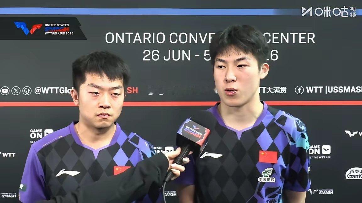 温瑞博/袁励岑3-0零封勒布伦兄弟要知道勒布伦兄弟可是世界第一，被两位国乒小将零