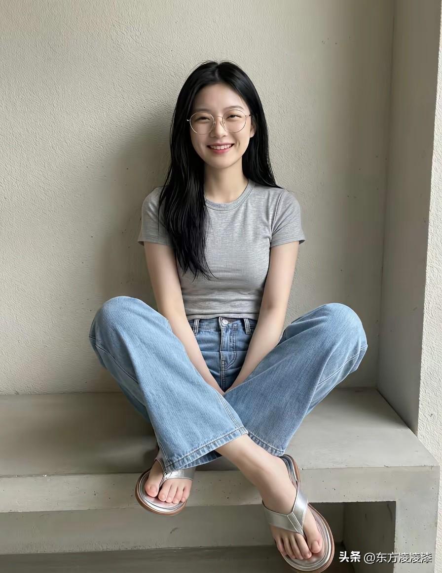 什么叫清纯？
这就是答案，简单朴素的打扮下透着一股少女气息。